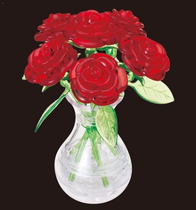 47片 紅玫瑰花瓶 (水晶拼圖)