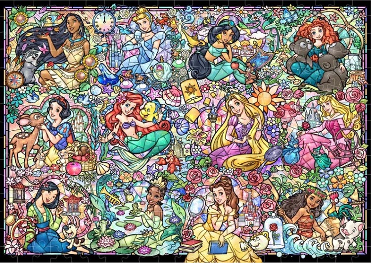 300片 彩繪玻璃 迪士尼12位女主角 (雷射版)